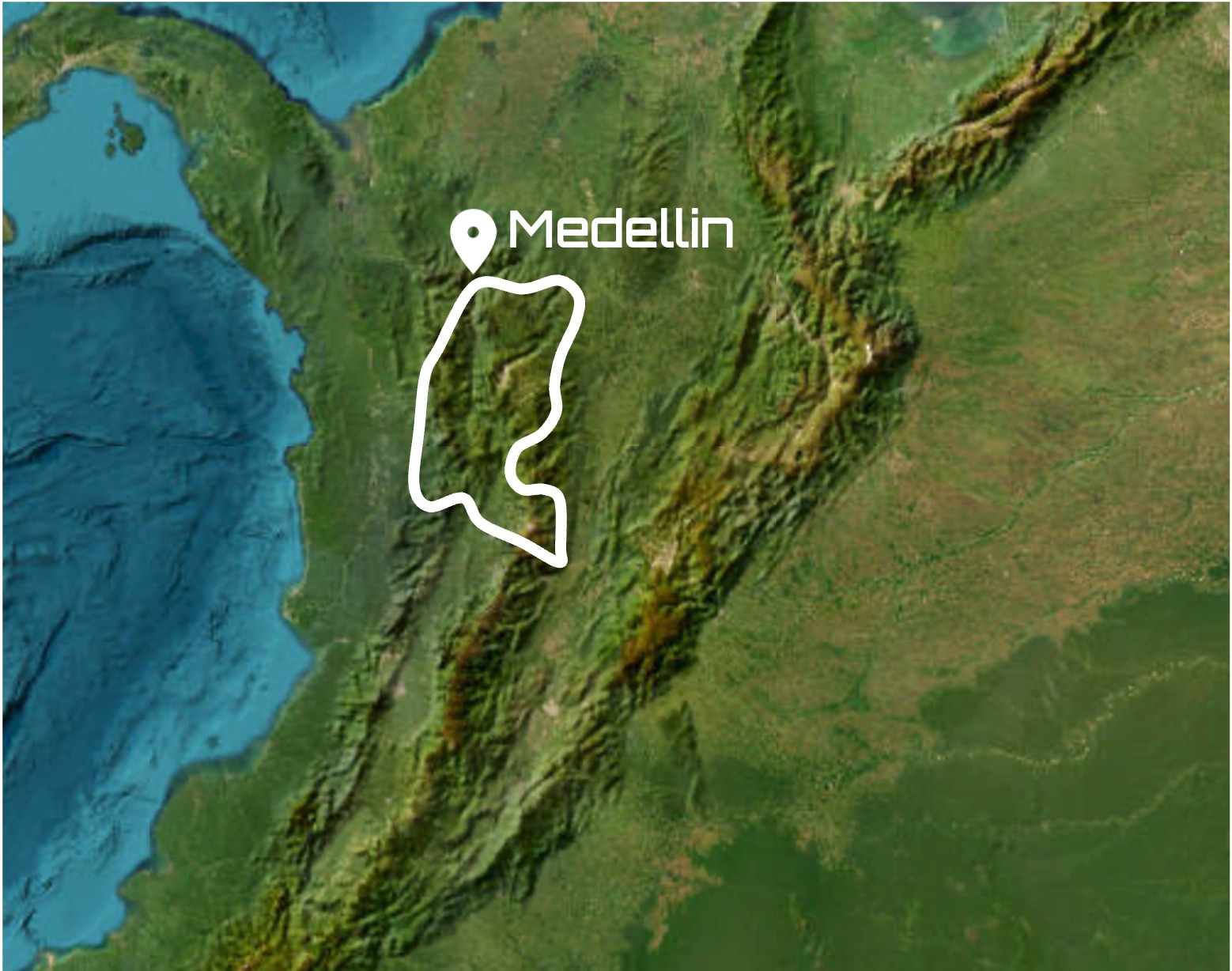 Landkarte mit Routenübersicht der geführten Motorradreise in Kolumbien