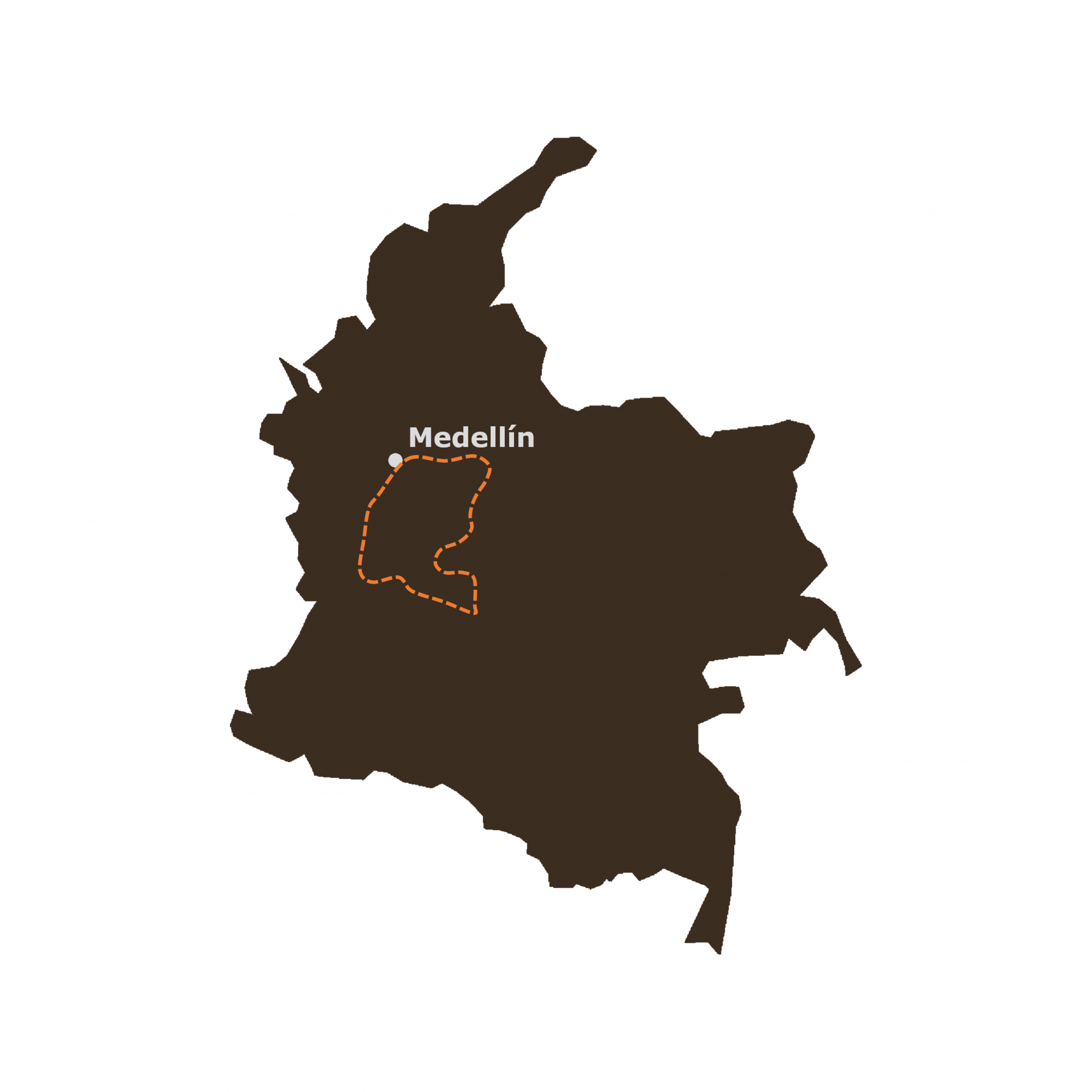 Karte von Kolumbien mit markierter Route einer Motorradreise durch das Land