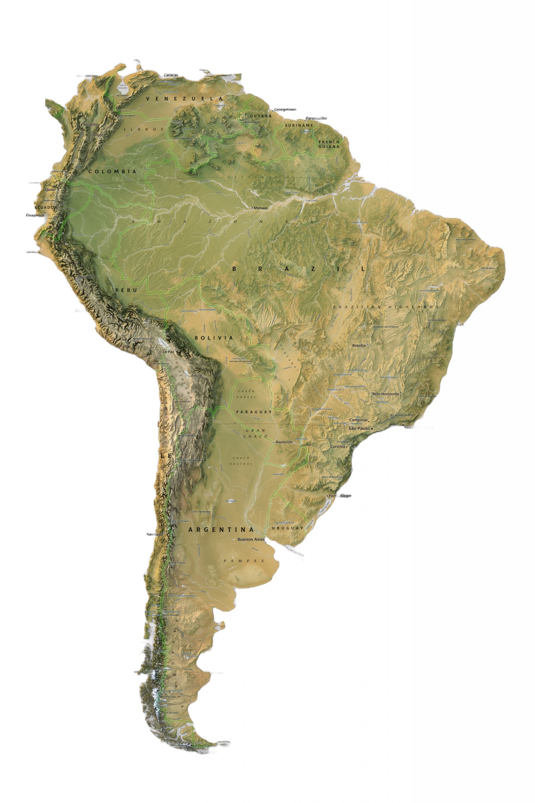 Umrisskarte von Südamerika – geographischer Fokus unserer Reiseberatung für Motorradreisen