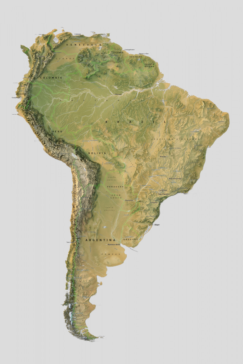 Karte von Südamerika – Übersicht für die Reiseberatung zu Motorradreisen in Kolumbien und ganz Südamerika